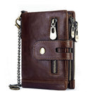 Men's RFID Blocking Wallet Leather Purse Card Slots Coins Holder Chain - Tavice