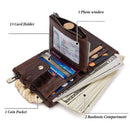 Men's RFID Blocking Wallet Leather Purse Card Slots Coins Holder Chain - Tavice
