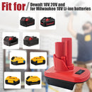 Milwaukee M12 12V Battery Adapter to Dewalt or Milwaukee 18V Battery - Tavice