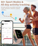 Pink Smart Watch for Women Men Bluetooth Call Voice/Dial, 1.7'' DIY Full Touch Screen Fitness Tracker with Heart Rate Sleep Monitor Pedometer Message Reminder 5ATM Waterproof Smartwatch for Android iOS - Battery Mate
