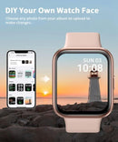 Pink Smart Watch for Women Men Bluetooth Call Voice/Dial, 1.7'' DIY Full Touch Screen Fitness Tracker with Heart Rate Sleep Monitor Pedometer Message Reminder 5ATM Waterproof Smartwatch for Android iOS - Battery Mate