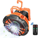 Portable Camping Fan LED Light Rechargeable Outdoor Tent Lantern w/ Hook Remote - Tavice