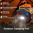Portable Camping Fan LED Light Rechargeable Outdoor Tent Lantern w/ Hook Remote - Tavice