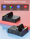 Portable TV Dock for Nintendo Switch 2 / Switch 1 / Switch OLED | 4K HDMI, USB 3.0, USB - C Power, RGB Light - Tavice
