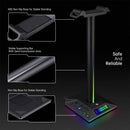 RGB Earphone Gaming Headset Holder Hanger Headphone Stand with 3.5mm 2 USB Ports - Tavice