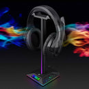 RGB Earphone Gaming Headset Holder Hanger Headphone Stand with 3.5mm 2 USB Ports - Tavice