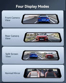 12" 4K + 1080P Rear View Mirror Dash Cam with WiFi 6, GPS & 64GB Card