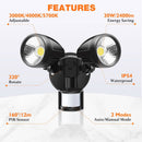 Sensor LED Premium Aluminium Outdoor Garage Security Flood Twin Spotlight IP54 | Black - Tavice