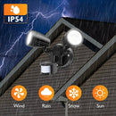 Sensor LED Premium Aluminium Outdoor Garage Security Flood Twin Spotlight IP54 | Black - Tavice