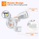 Sensor LED Premium Aluminium Outdoor Garage Security Flood Twin Spotlight IP54 | White - Tavice