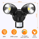 Sensor LED Premium Aluminium Outdoor Garage Security Flood Twin Spotlight IP54 | White - Tavice