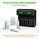 Smart Battery Charger 8 Slots LCD Display For AA/AAA/C/D Rechargeable Batteries - Tavice