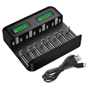 Smart Battery Charger 8 Slots LCD Display For AA/AAA/C/D Rechargeable Batteries - Tavice