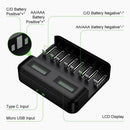 Smart Battery Charger 8 Slots LCD Display For AA/AAA/C/D Rechargeable Batteries - Tavice