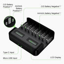 Smart Battery Charger 8 Slots LCD Display For AA/AAA/C/D Rechargeable Batteries - Battery Mate