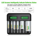Smart Battery Charger 8 Slots LCD Display For AA/AAA/C/D Rechargeable Batteries - Tavice