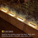 Solar Deck Lights, 4 Pack 40LM Solar Powered Step Lights, LED Dock Lights Outdoor In-Ground Lights IP68 Waterproof Auto ON/Off for Garden Stairs Driveway Pathway Lighting - Tavice