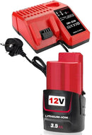 Tavice Milwaukee M12 Compatible 3.5Ah Battery + Charger for Milwaukee M12 - Tavice