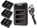 TAVICE Ultra Fast Charging USB Triple Battery Charger Kit with 3 Replacement Batteries for GoPro HERO3 HERO3+ HERO4 Action Pro - Battery Mate