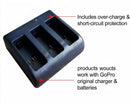 TAVICE Ultra Fast Charging USB Triple Charger for GoPro Hero 8 7 6 5 Action Camera | Multi Battery Fast Smart Charging Dock - Battery Mate