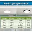 Ultra-Thin LED Ceiling Down Light Surface Mount Living Room White 36w - Tavice