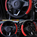 Universal 15" 38cm Leather Black Red Auto Car Steering Wheel Cover Non-.cg - Tavice