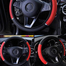 Universal 15" 38cm Leather Black Red Auto Car Steering Wheel Cover Non-slipS.GA - Tavice