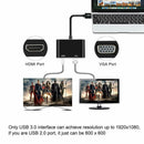 USB 3.0 to HDMI + VGA Full HD & 4K Video Adapter Cable Converter for PC Laptop - Battery Mate