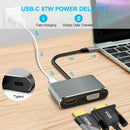 USB C to 4K HDMI VGA Multiport Adapter 4-in-1 Hub USB 3.0 Charging Power PD Port - Battery Mate
