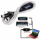 USB IN-OUT MIDI Interface Cable Converter PC to Music Keyboard Adapter Cord - Tavice