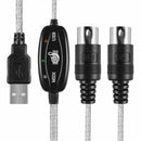 USB IN-OUT MIDI Interface Cable Converter PC to Music Keyboard Adapter Cord - Tavice