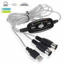 USB IN-OUT MIDI Interface Cable Converter PC to Music Keyboard Adapter Cord - Tavice