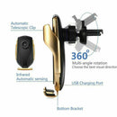 Wireless Car Mount Charger Phone Holder Rack Automatic Clamping Smart Sensor-Black - Tavice