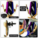Wireless Car Mount Charger Phone Holder Rack Automatic Clamping Smart Sensor-Black - Tavice
