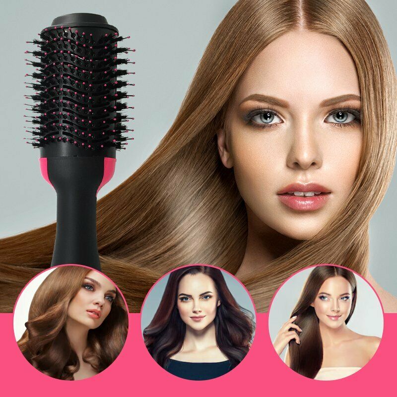 3-in-1 One Step Hair Dryer Comb and Volumizer Pro Brush Straightener Curler 220V