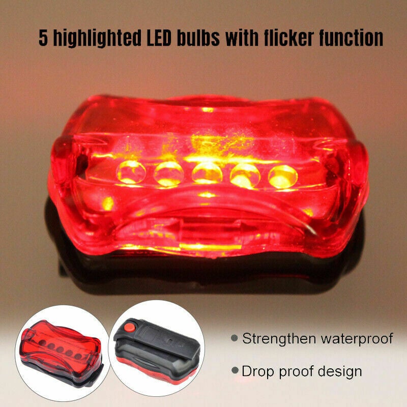 Light Head Tail Lights LED Lamp White Beam Safety Alarm Set Bicycle Cycle Bike