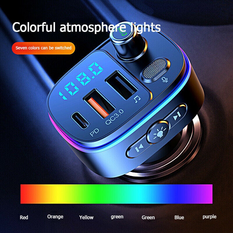 Handsfree FM Transmitter Wireless Bluetooth Car MP3 Adapter DUAL Fast Charger