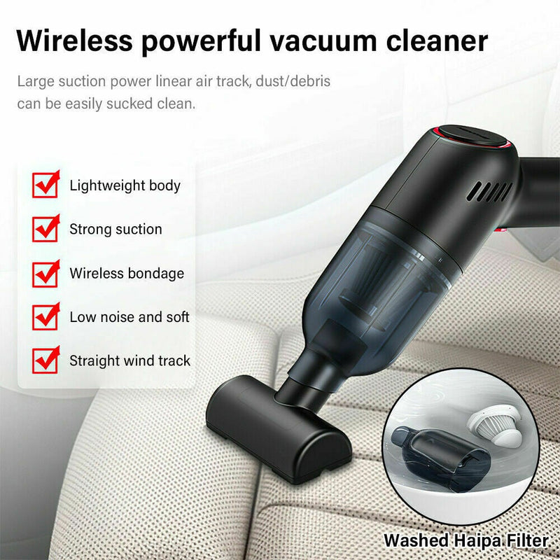 Portable Car Vacuum Cleaner Strong Suction Cordless Handheld Rechargeable