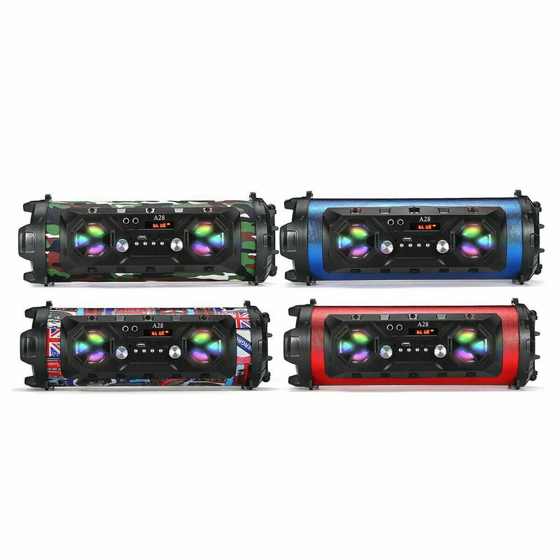 Portable Bluetooth Light Up Party Speaker System USB microSD Aux w/ Mobile Stand