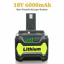Compatible Lithium Battery 18V 6AH For Ryobi One+ Plus P108 RB18L50 P104 P780 RB18L40