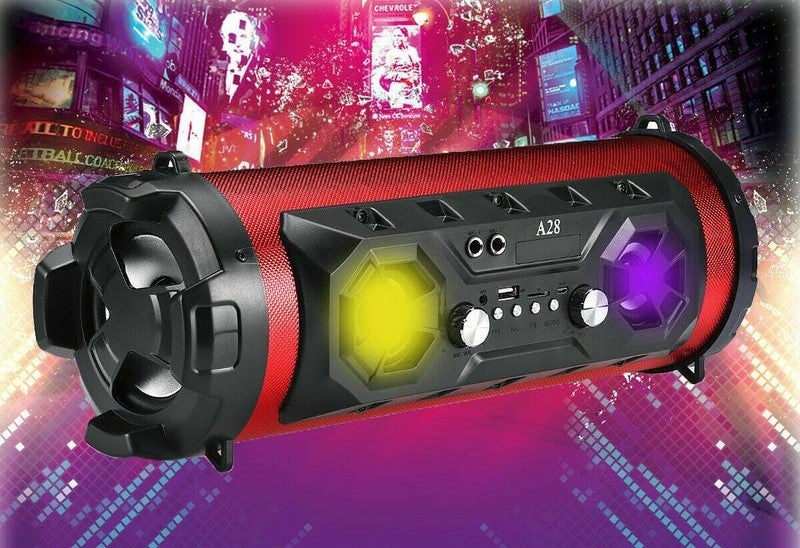 Portable Bluetooth Light Up Party Speaker System USB microSD Aux w/ Mobile Stand